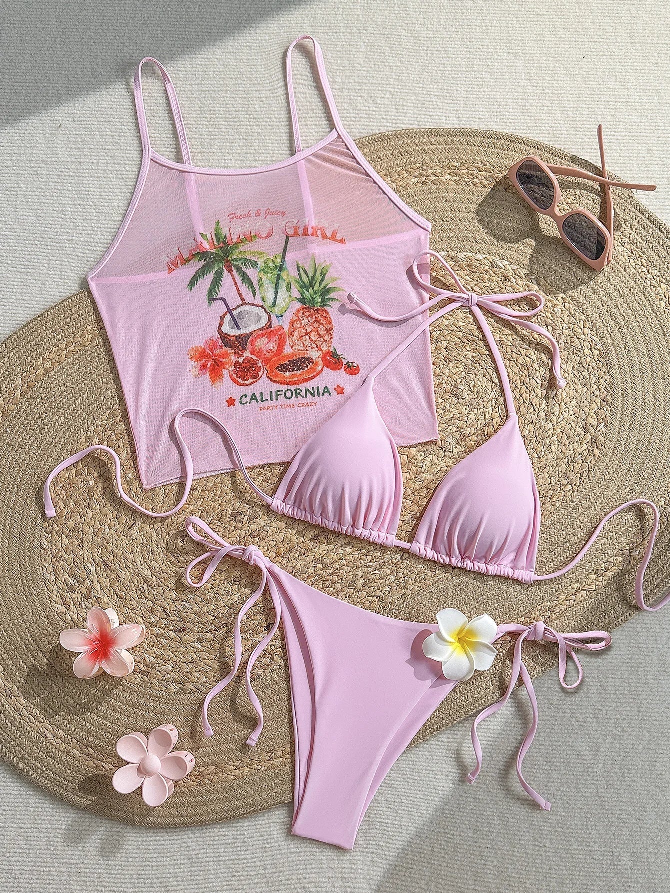 3D Flower Triangle Bikini Set