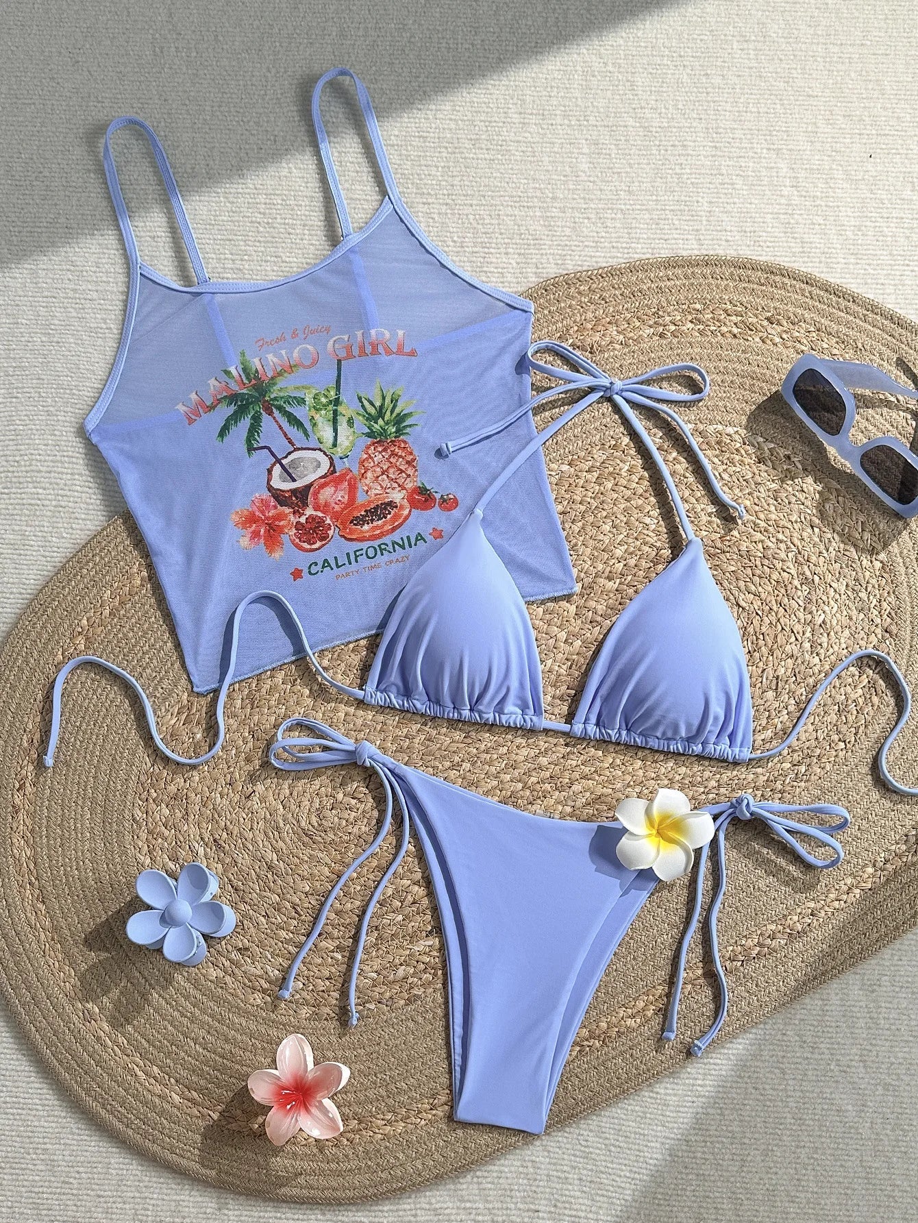 3D Flower Triangle Bikini Set