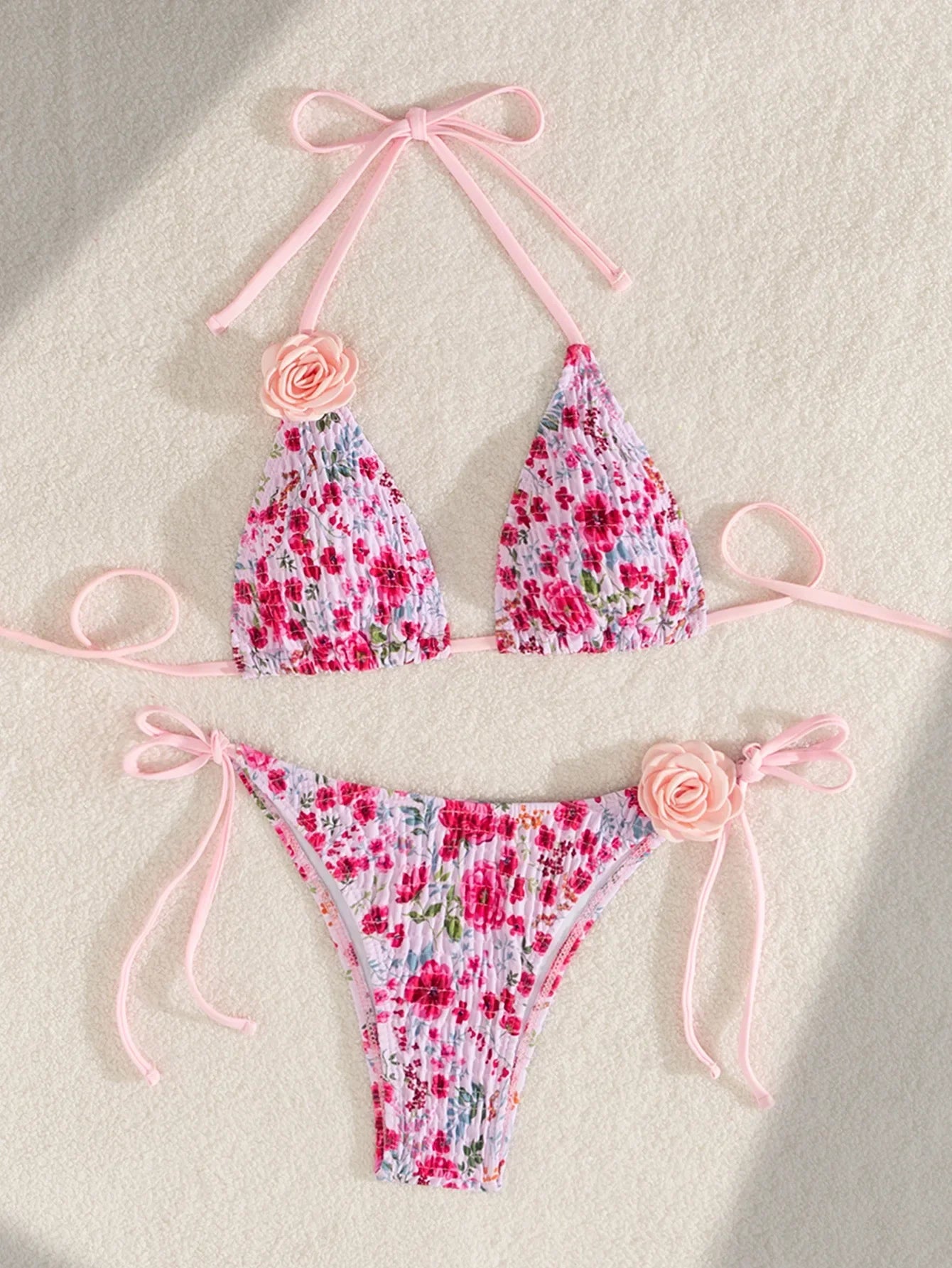 3D Rose Flower Bikini Set