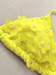 3D Yellow Flower Bikini Set