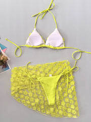 3D Yellow Flower Bikini Set