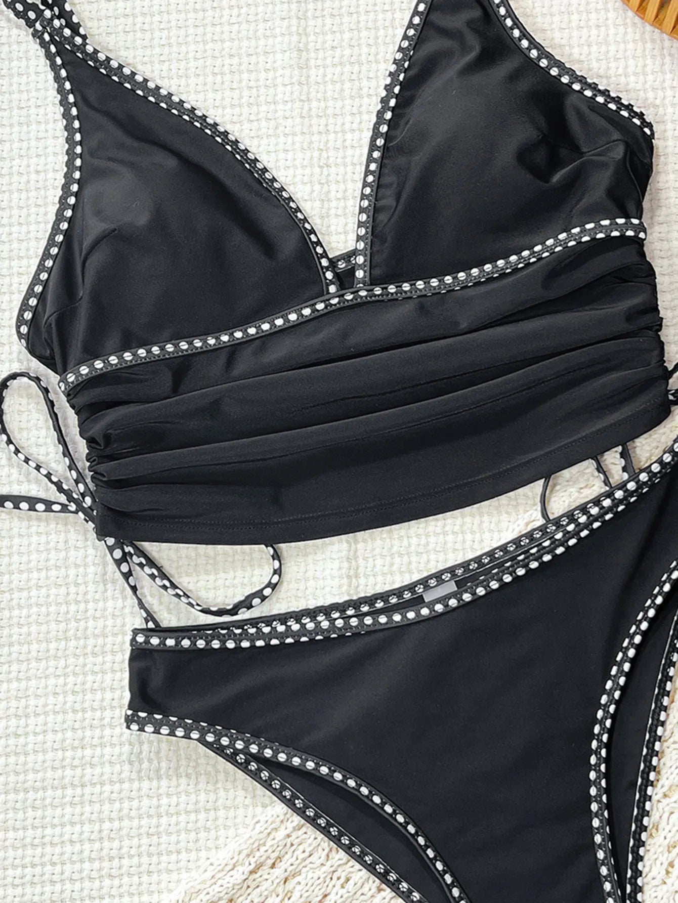 Balck Contrast High Waist Bikini Set
