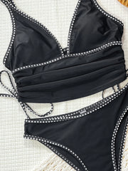 Balck Contrast High Waist Bikini Set