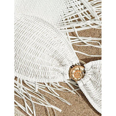 Bandeau Bikini Pink White Metal Circle Ornament Push Up Bra High Waist Swimsuit Beach Bathing Suit Pool Swimwear