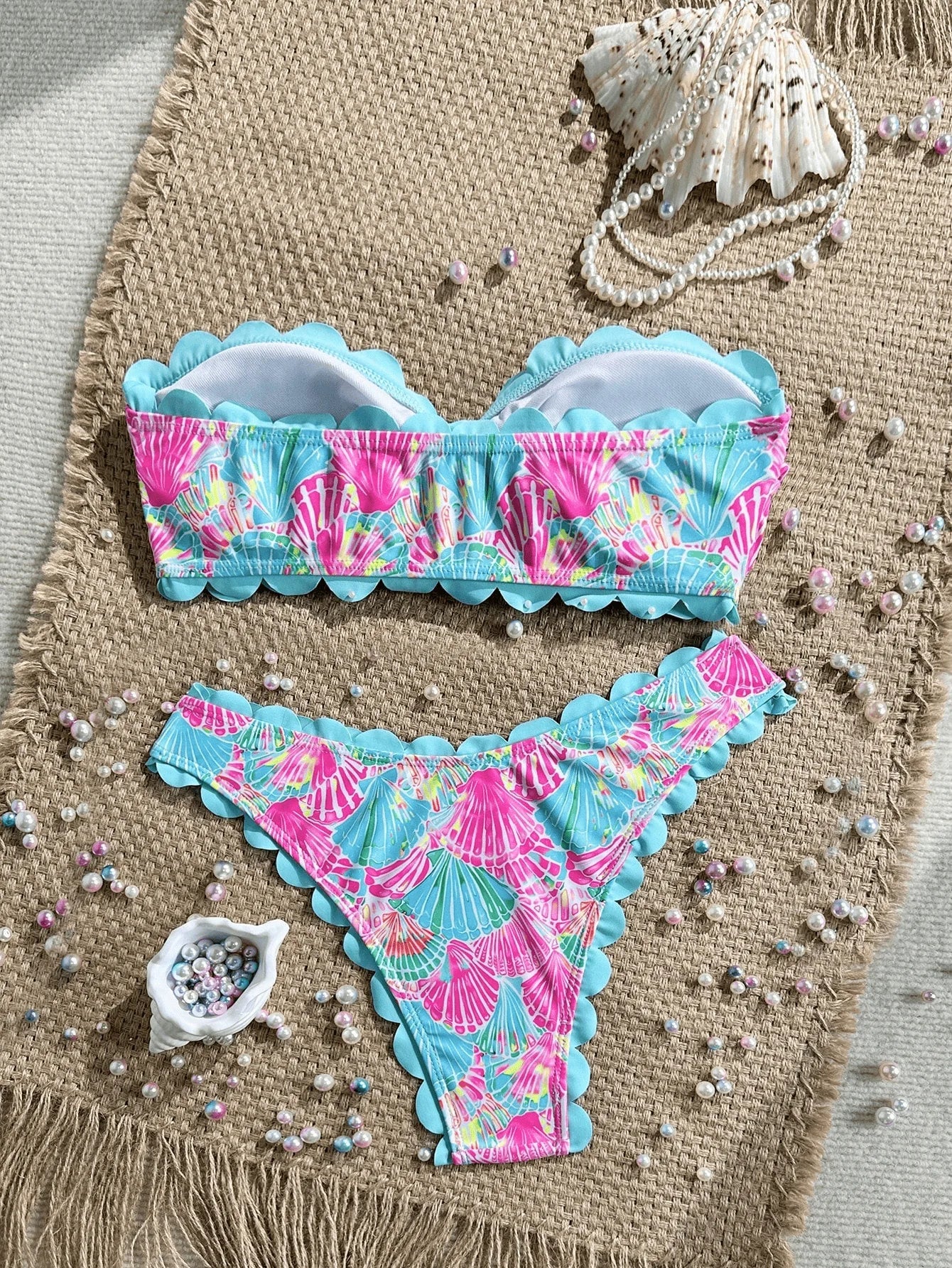 Bandeau Bikini Red Leopard Print Front Bow Push Up Bra High Waist Swimsuit Beach Bathing Suit Vacation Swimwear