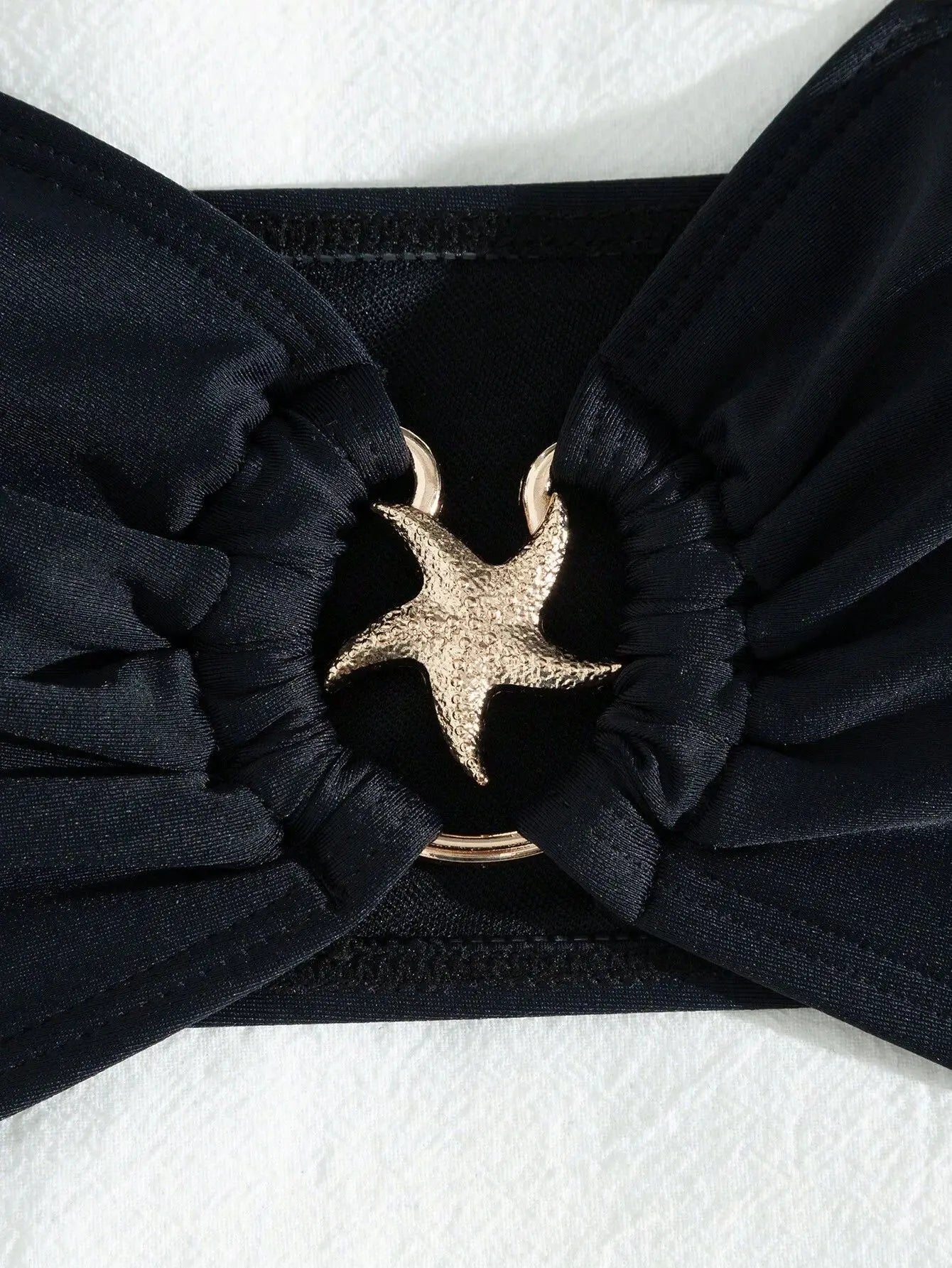 Bandeau Swimwear Metal Starfish Ornament Push Up Bra High Waist Bikini Set