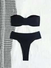 Bandeau Swimwear Metal Starfish Ornament Push Up Bra High Waist Bikini Set