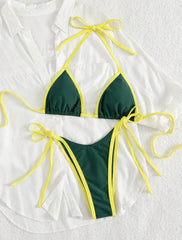 Beige Contrast Bikini Set
