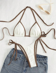Beige Contrast Bikini Set