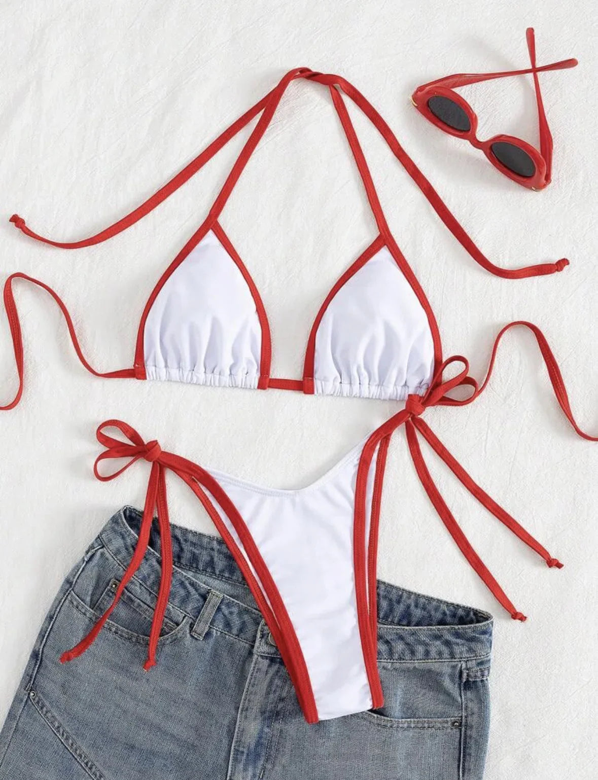 Beige Contrast Bikini Set