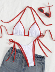 Beige Contrast Bikini Set