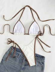 Beige Contrast Bikini Set