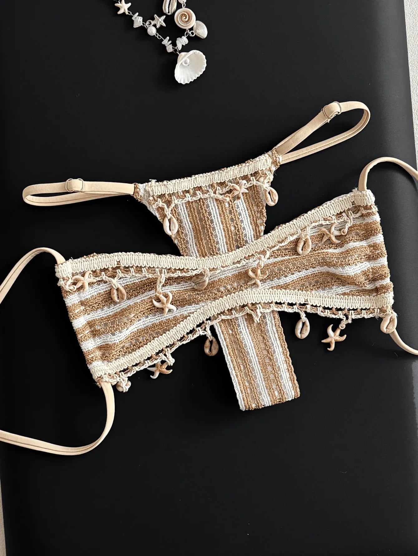 Beige Shell Starfish Ornament Bikini Set