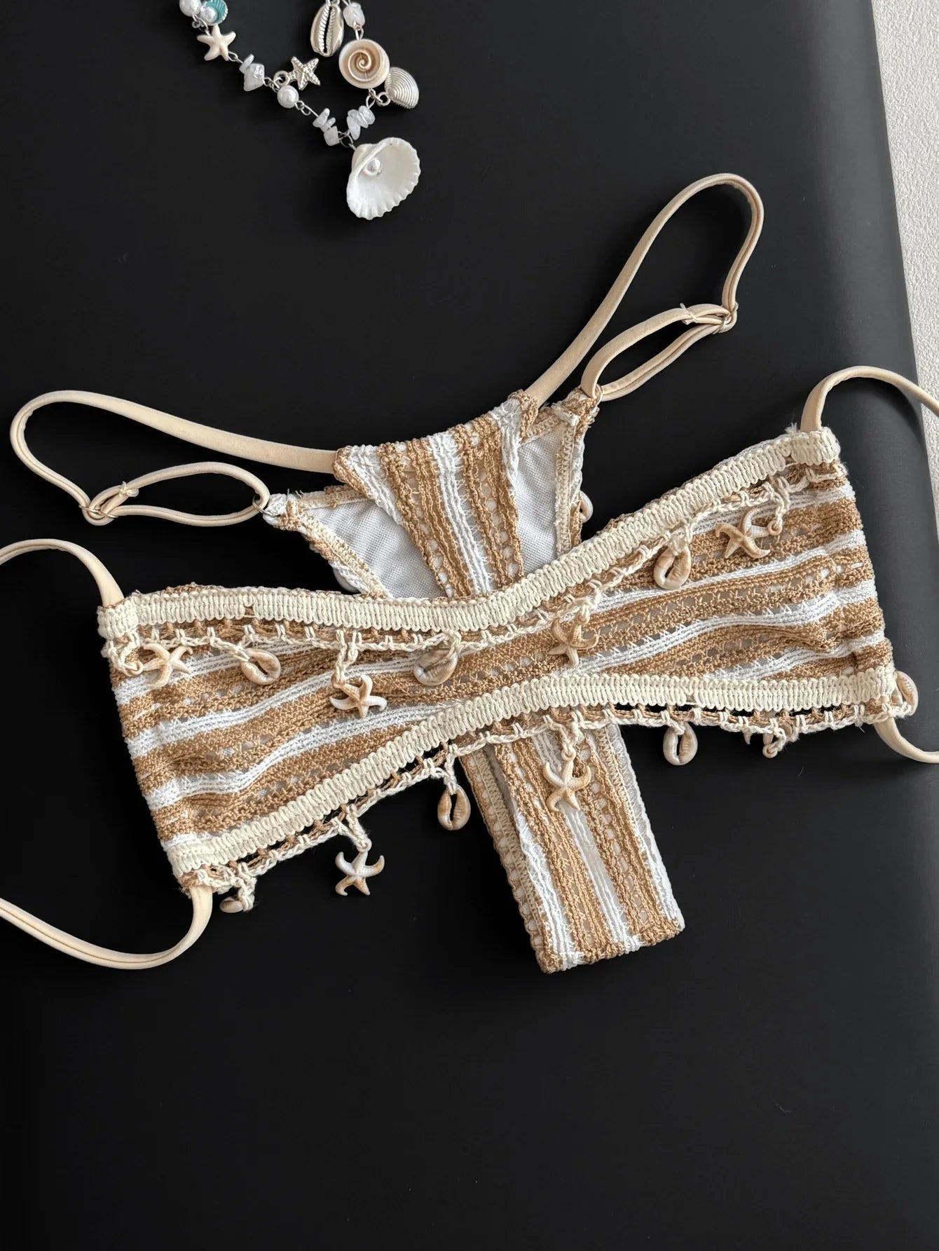 Beige Shell Starfish Ornament Bikini Set