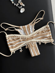 Beige Shell Starfish Ornament Bikini Set