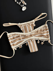 Beige Shell Starfish Ornament Bikini Set