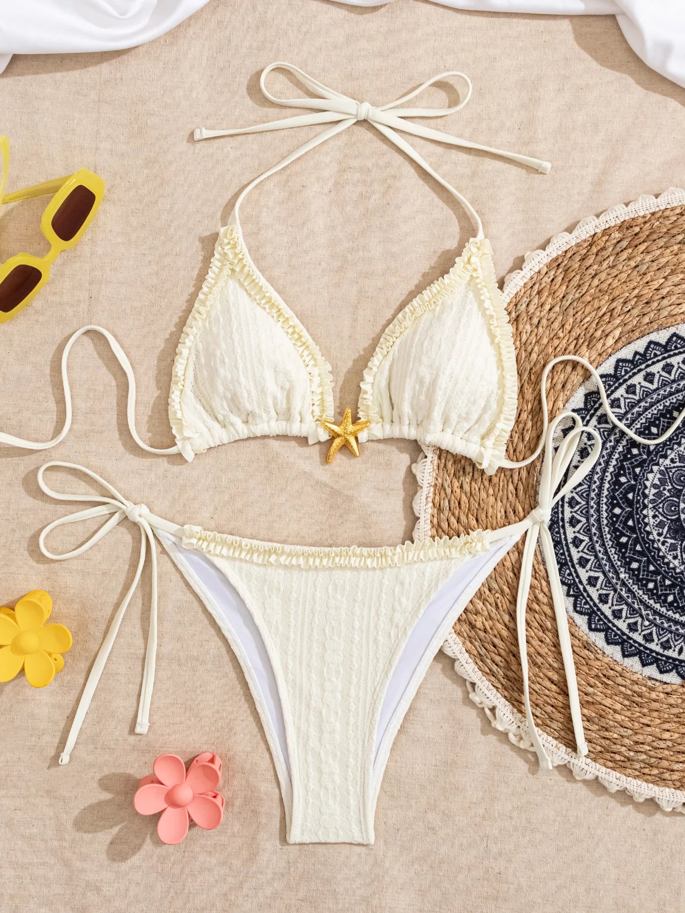Beige Starfish Ornament Bikini Set