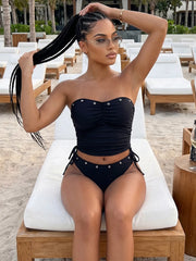 Black Bandeau Bikini Set