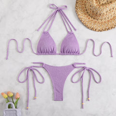 Black Drawstring Side High Waist Bikinis Sets