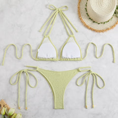 Black Drawstring Side High Waist Bikinis Sets