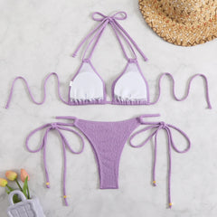 Black Drawstring Side High Waist Bikinis Sets
