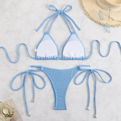 Black Drawstring Side High Waist Bikinis Sets