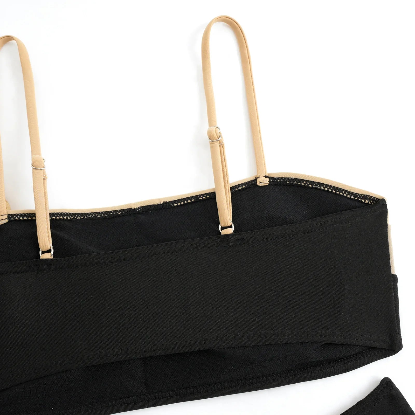 Black Khaki Patchwork Bikini Set