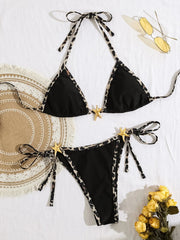 Black Leopard Patchwork Bikinis Sets
