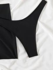 Black Mesh Skirt 3 Piece Bikini Set