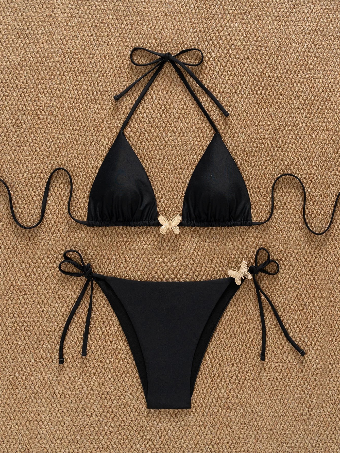 Black Metal 3D Butterfly Bikini Set
