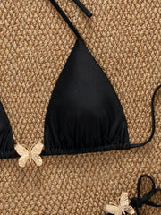 Black Metal 3D Butterfly Bikini Set