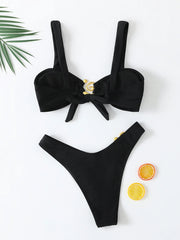 Black Metal Ornament Bikini Set