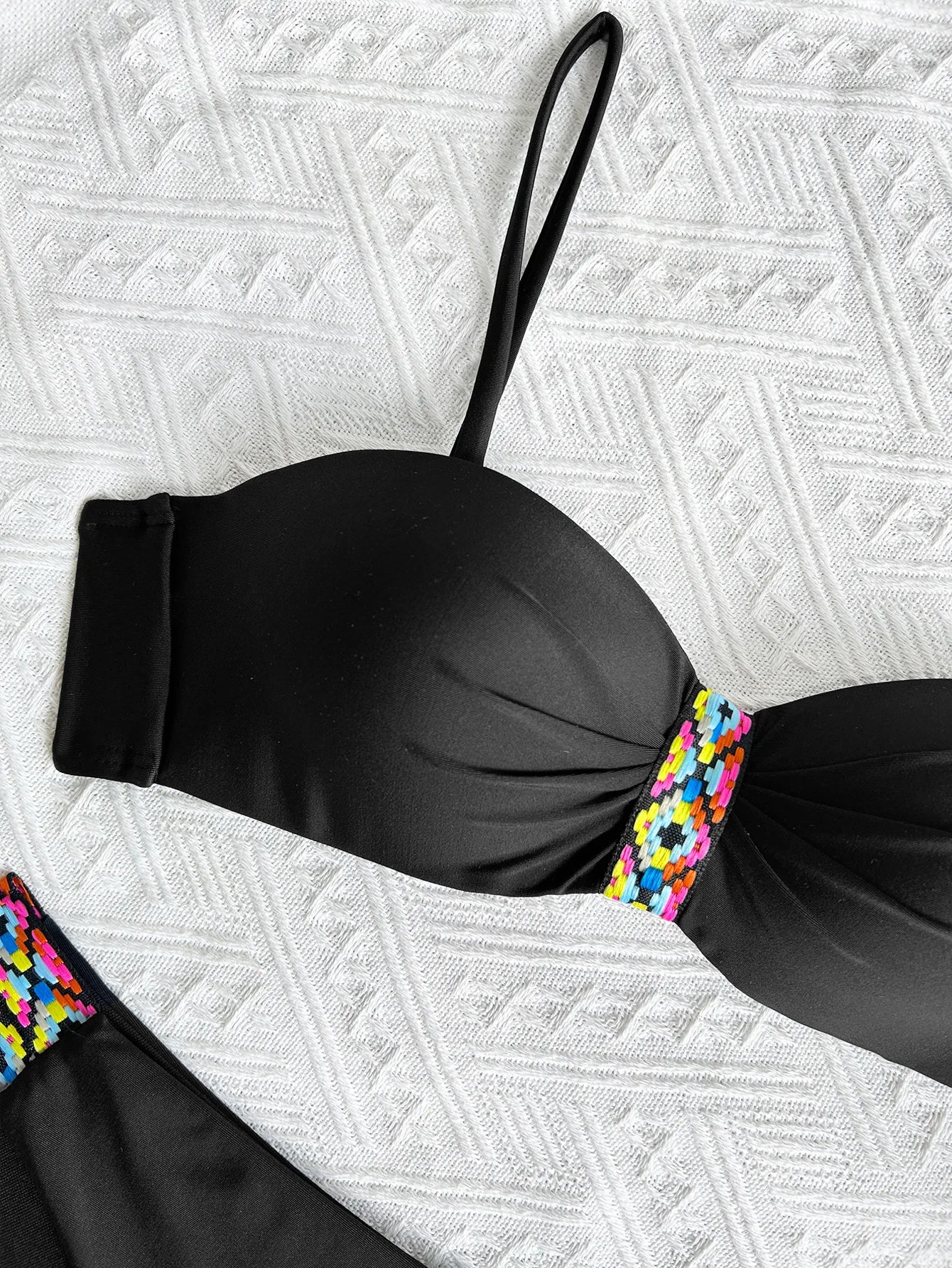 Black Patchwork Bikini Set
