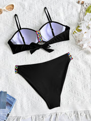 Black Patchwork Bikini Set