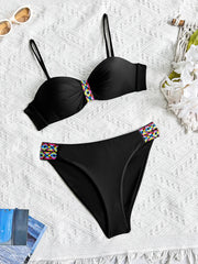 Black Patchwork Bikini Set