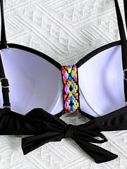 Black Patchwork Bikini Set