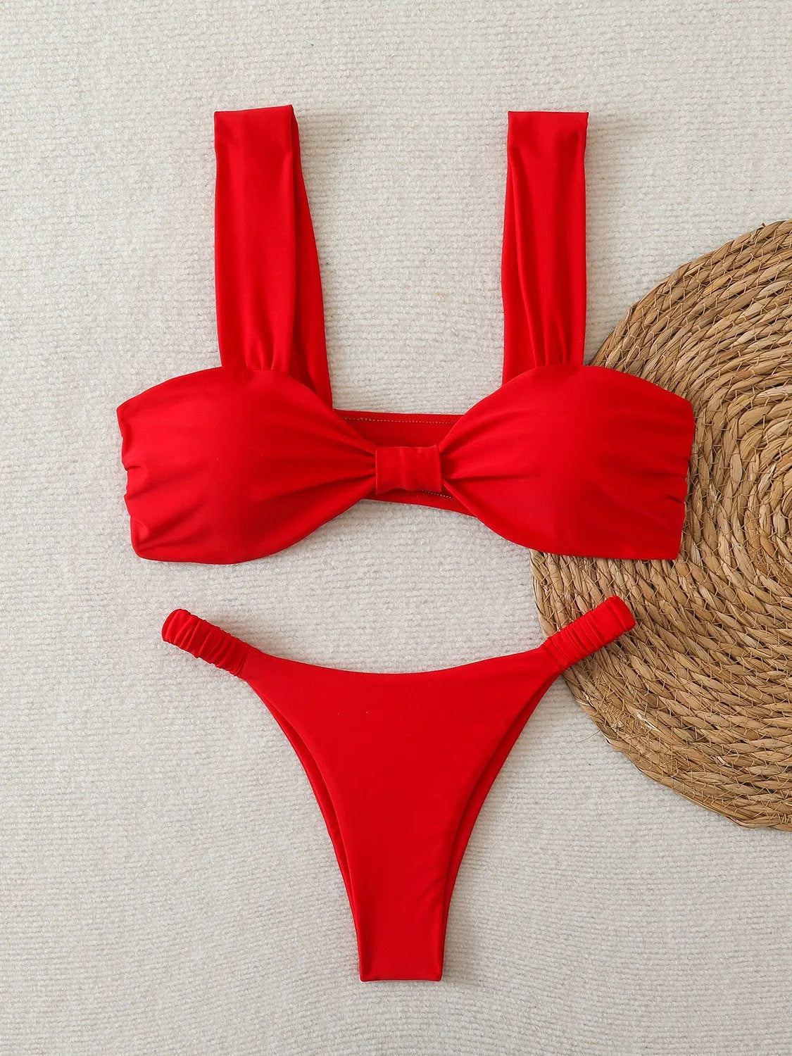 Black Pink Micro Bikini Front Tie Push Up Bra Pleate Thong Swimsuit Beach Bathing Suit Holiday 2 Piece Swimwear
