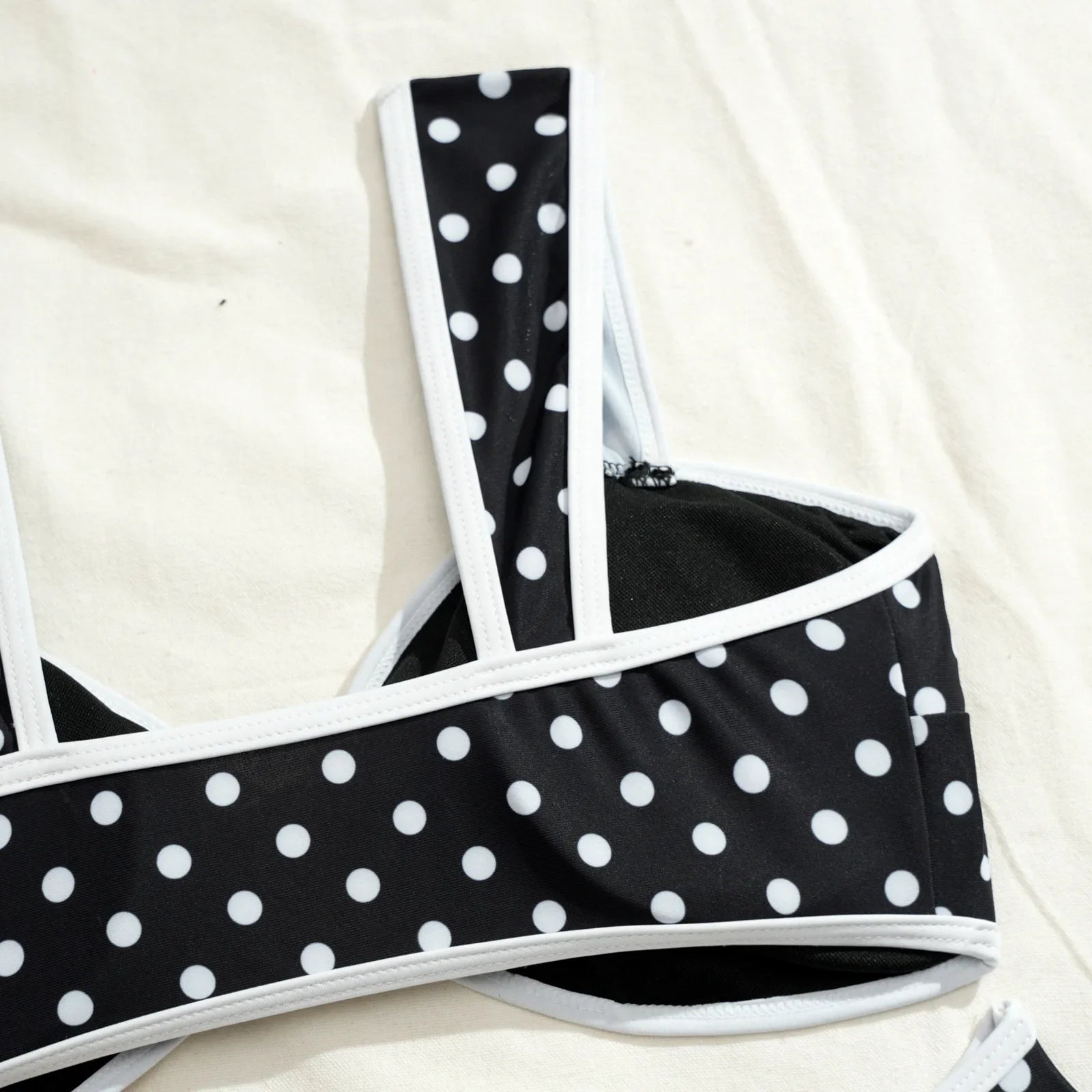 Black Polka Dot Print Bikini Set