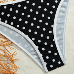 Black Polka Dot Print Bikini Set