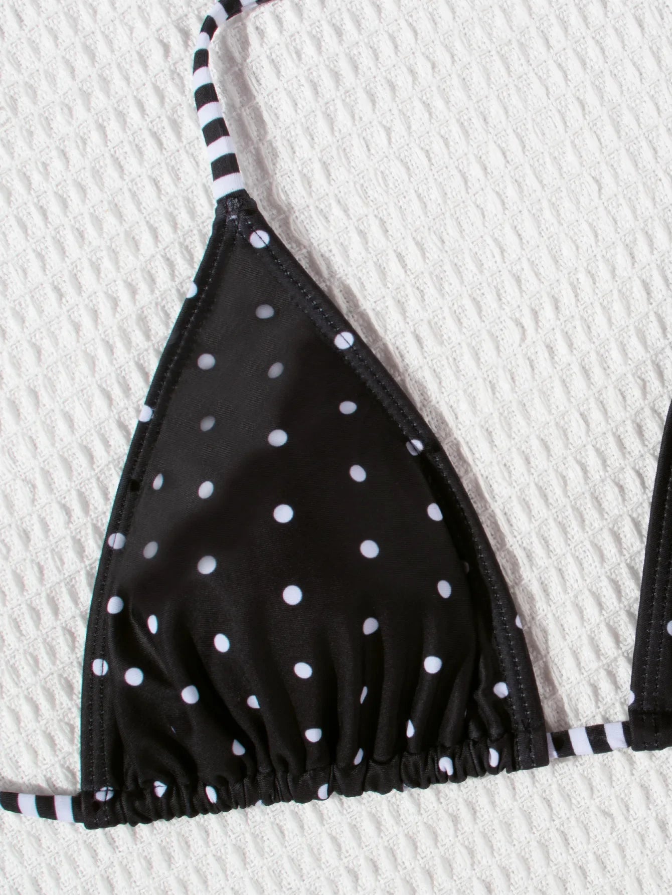 Black Polka Dot Print Micro Bikini Push Up Bra Tie Side Thong Swimwear Bathing Suit Holiday Swimsuit
