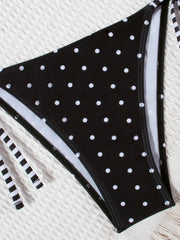 Black Polka Dot Print Micro Bikini Push Up Bra Tie Side Thong Swimwear Bathing Suit Holiday Swimsuit