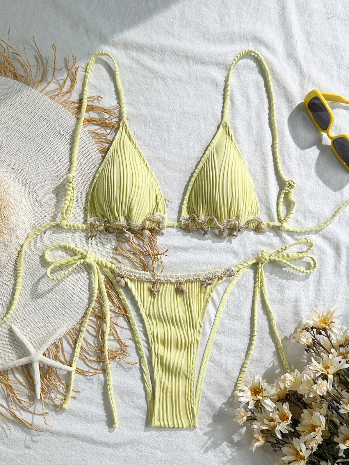 Black Shell Starfish Bikinis Sets