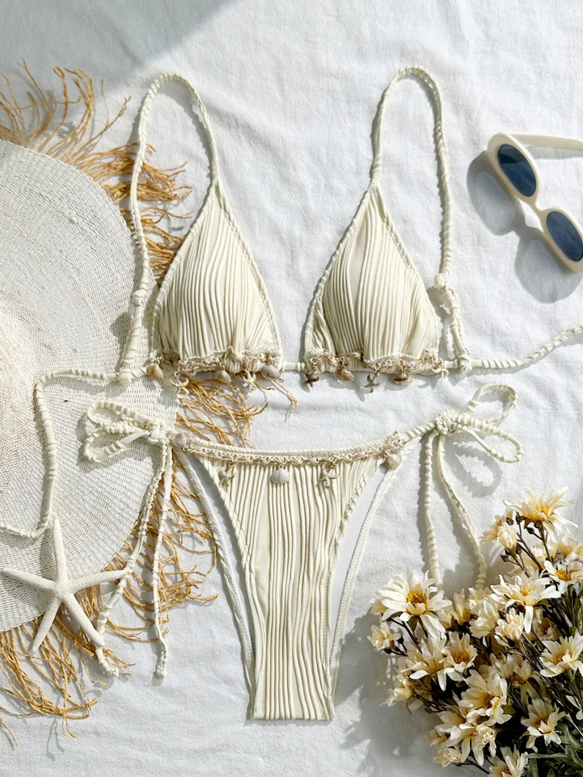 Black Shell Starfish Bikinis Sets