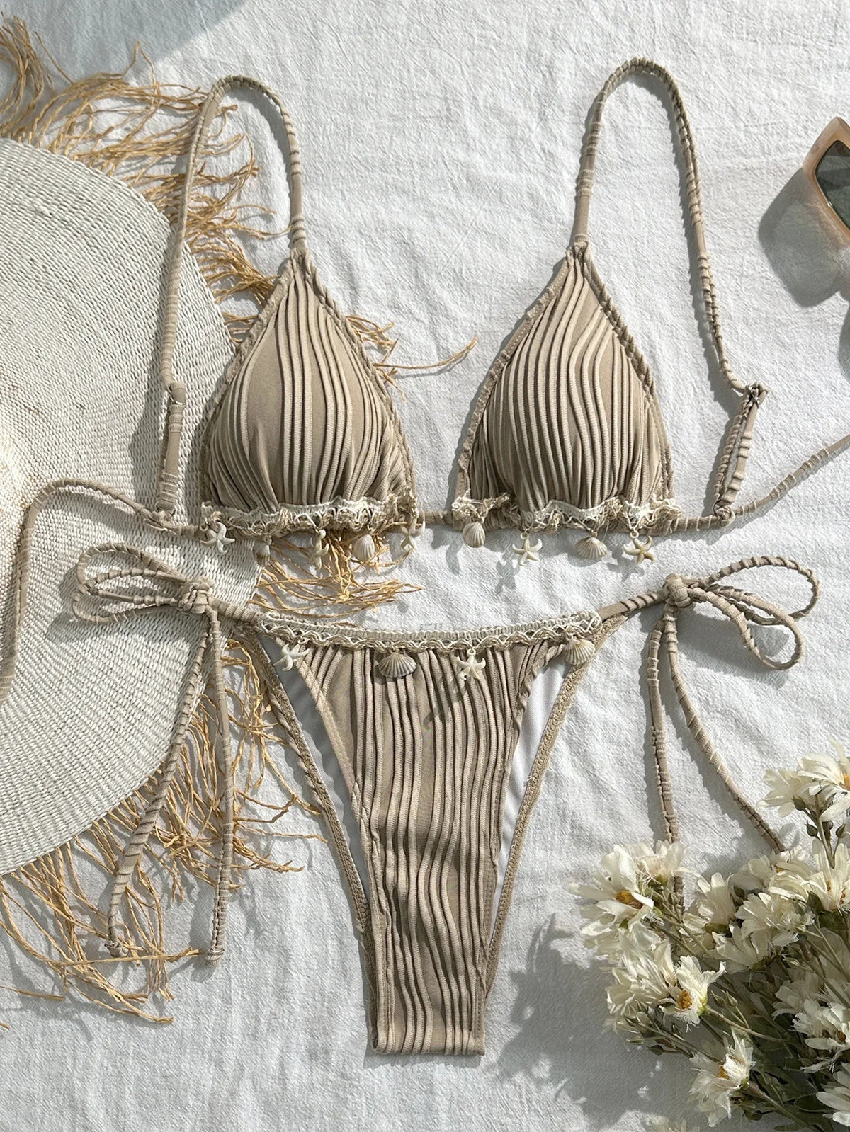 Black Shell Starfish Bikinis Sets