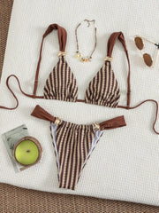 Black Striped Bikini Set