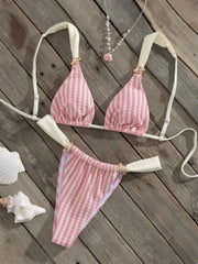 Black Striped Bikini Set