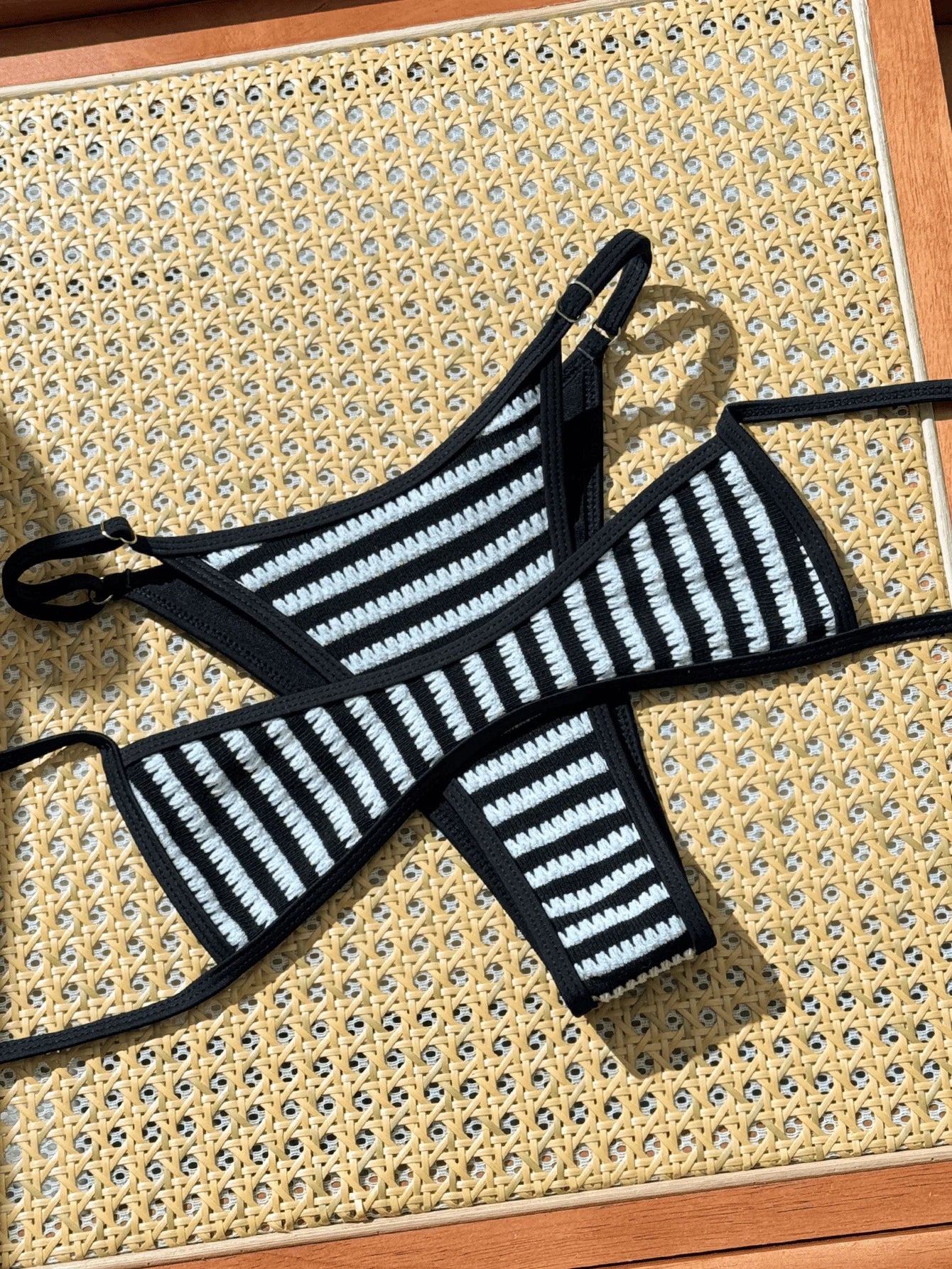 Black Striped Micro Bikini Set