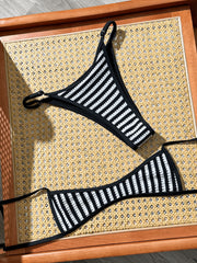 Black Striped Micro Bikini Set