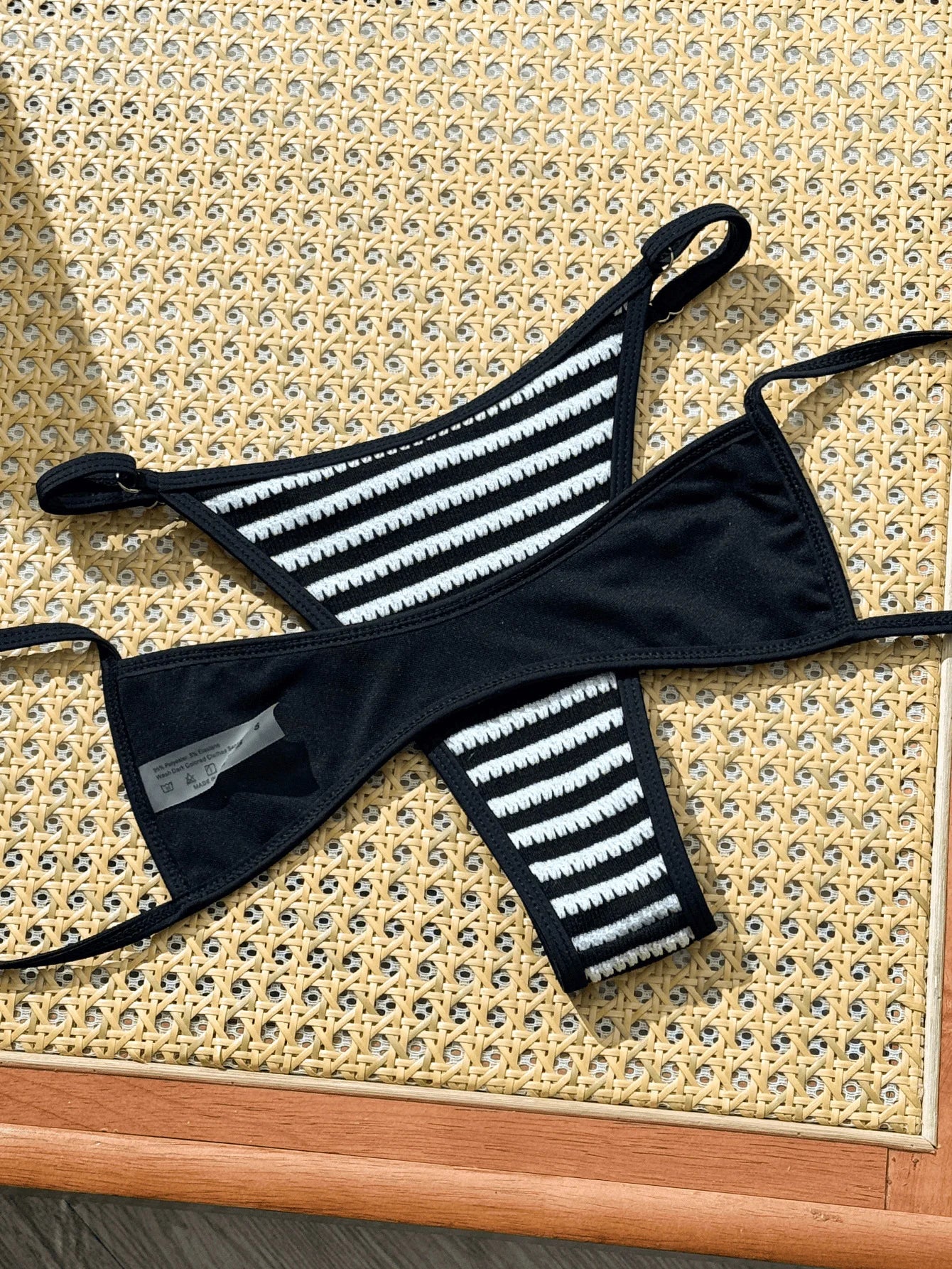 Black Striped Micro Bikini Set