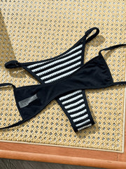 Black Striped Micro Bikini Set